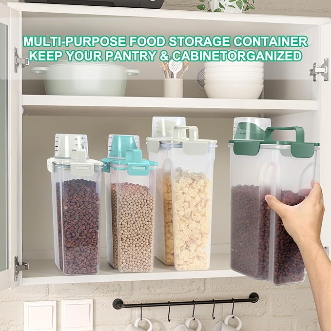 TBMax Dog Food Storage Containers 2 Pack 8 to 10 Lbs, Airtight Pet Food Container Dispenser with Large Spout & Portable Handle, Travel Dog Treat Cat Food Storage Bin Bird Seed Container -Cyan