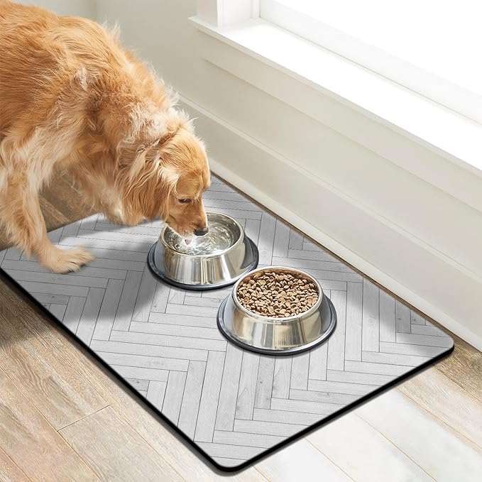Dog Food Mats for Floors Absorbent, Pet Cat Food Mat - Quick Dry Dog Bowl Mats for Food and Water, Eco-Friendly Boho Pet Supplies
