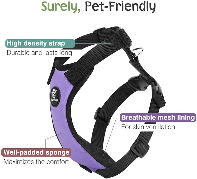 Dog Seat Belt, Safety Vest Dog Car Harness with Adjustable Buckle Dog Seat Belt for Vehicle Nylon Pet Safety Seat Belts Heavy Duty(XL, Purple)