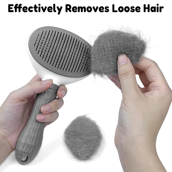 Self Cleaning Slicker Brush, Dog Cat Bunny Grooming Deshedding Brush, Bunny Massaging Comb Suitable for Long or Short Hair, Skin Friendly, Easy to Remove Loose Undercoat,Pet Supplies Accessories