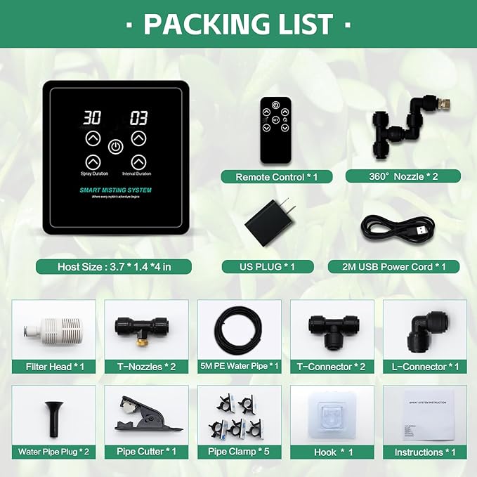 Automatic Reptile Mister Humidifier with Timer, Programmable Terrarium Misting System for Chameleons, Snakes, Frogs, Turtles & Lizards - Smart Spray Control