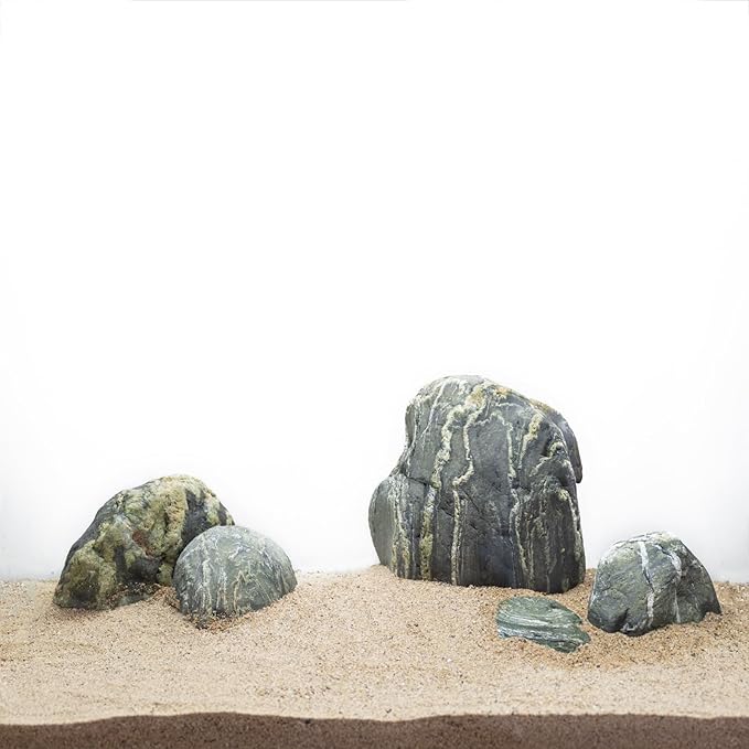 Aquarium Stone Green River Rock 40LB Rocks aquascaping Fish Tank Decor Rocks for Aquariums Fairy Gardens Model Railroads Dioramas Wargaming Mosaic Art(4-10inch / 7PCS)