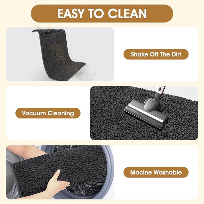 IM HOME 30" x 20" Dark Grey Dog Door Mats for Muddy Paws, Chenille Absorbent Dog Mat, Non Slip Heavy Mud Mat for Dogs, Soft Pet Bed Mat for Entryway, Mud Paws, Inside Floor