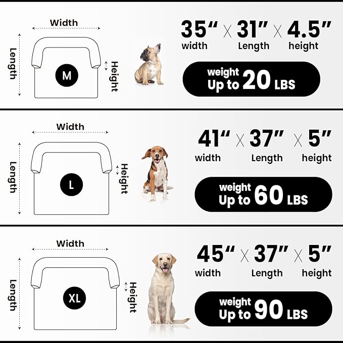 Calming Dog Couch Bed for Medium Dogs/Cats, 35 x 31 inch Waterproof Removable Pet Mat Couch Cover for Furniture Protector, Non-Slip Fluffy Pelsbarn Dog Bed for Couch, Sofa - Tie-Dye Grey