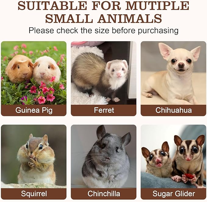 Sugar Gilder Harness and Leash, 3 Pack Small Animal Walking Training Vest Accessories for Hamster Squirrel Rabbit Reptile (Black)