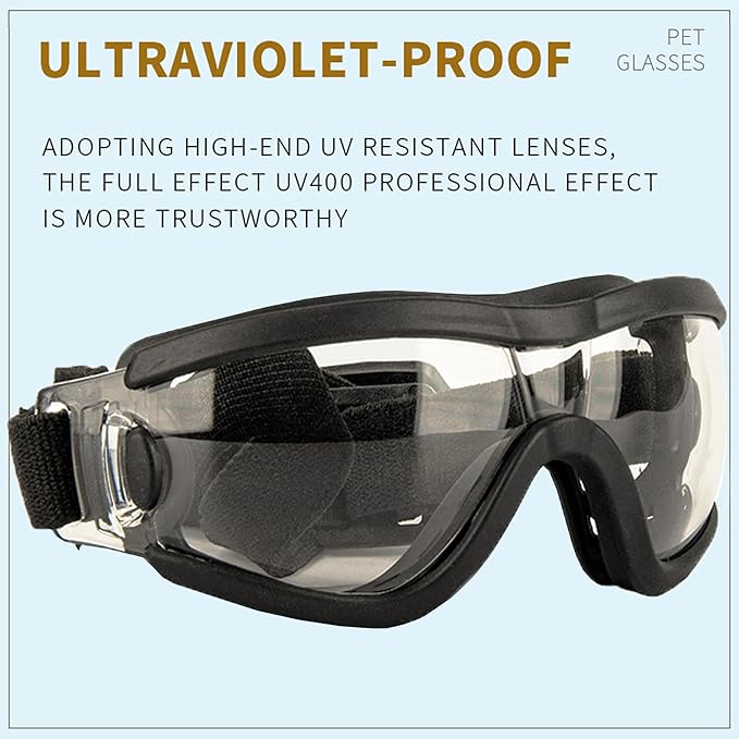 Small Dog Sunglasses with Adjustable Strap UV Protection, Winproof Puppy Sunglasses, Suitable for Dogs Eyes Protection,Soft Dog Goggles
