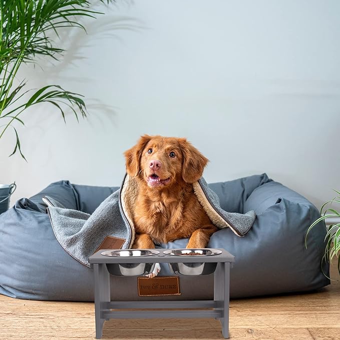 HTB Elevated Dog Bowls,Raised Dog Bowl Stand with 2 Stainless Steel Bowls,Elevated Raised Pet Bowls for Large Medium Small Sized Dogs