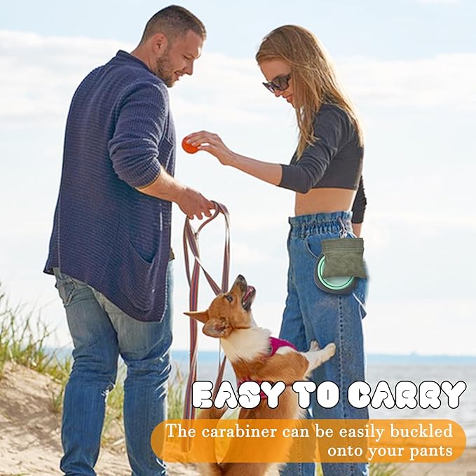 CONLI Dog Treat Pouch Set Portable Dog Training Treat Pouch with Folding Bowl and Training Clicker, Auto Closing Pet Snack Reward Pocket Treat Pouches for Pet Training Walking