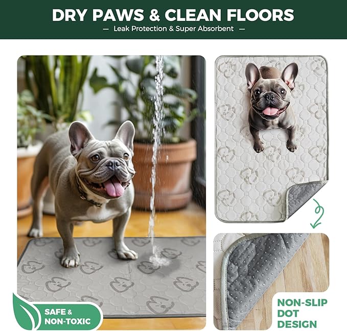 FXW Washable Pee Pads for Dogs, Puppy Pads with Super Absorbent, Specifically Designed for 18inch Cages, 17" × 11" Rectangle, Khaki, 1 Pack