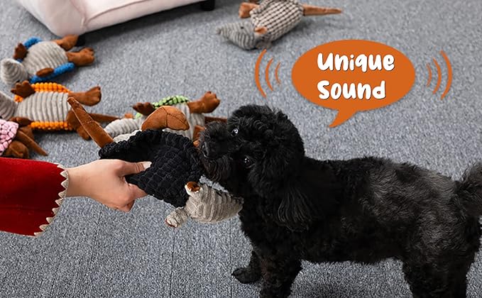 Hollypet Plush Dog Squeaky Toy Stuffed Armadillo Animal Pet Puppy Chew Toys with Clean Teeth for Small Medium Large All Breed Sizes Dogs, Pink, 8 in