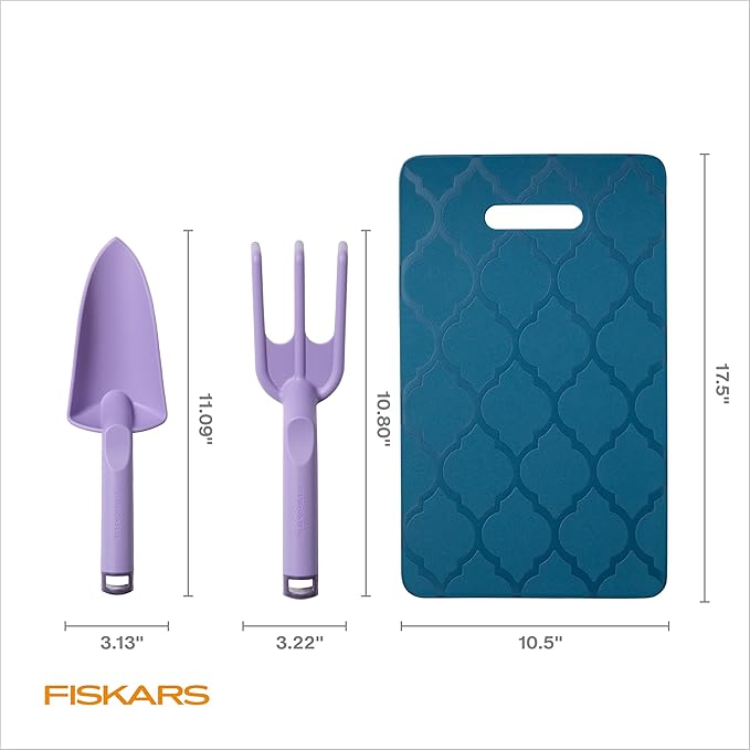 Fiskars Knee Pad, Trowel, and Cultivator Set, Explore Collection