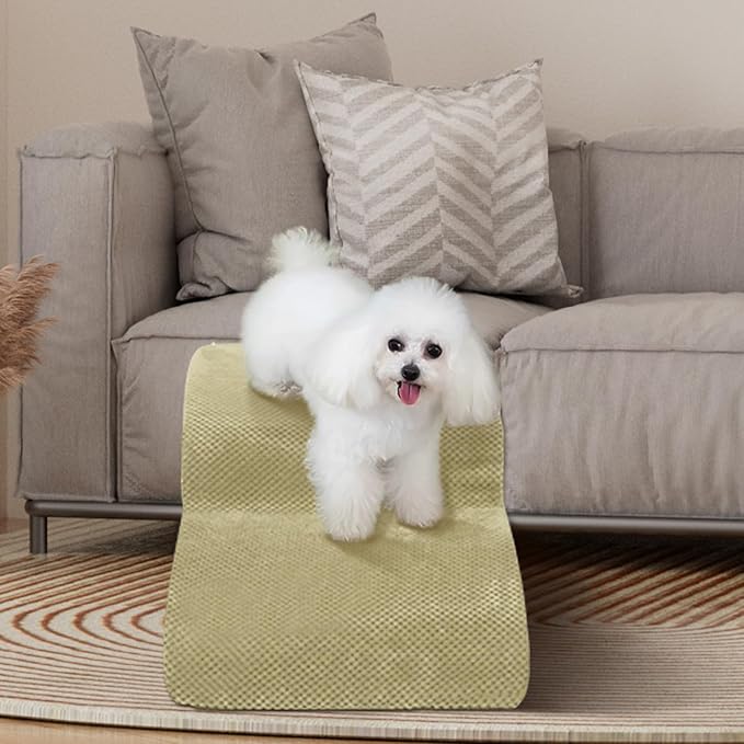 Dog Stairs for Small Dogs - High Density Foam Pet Steps, Extra Wide Dog Ramp with Non-Slip Bottom for High Beds, Couch and Sofa, Best for Dogs Injured, Older Doggy Cats,2 Steps, Camel