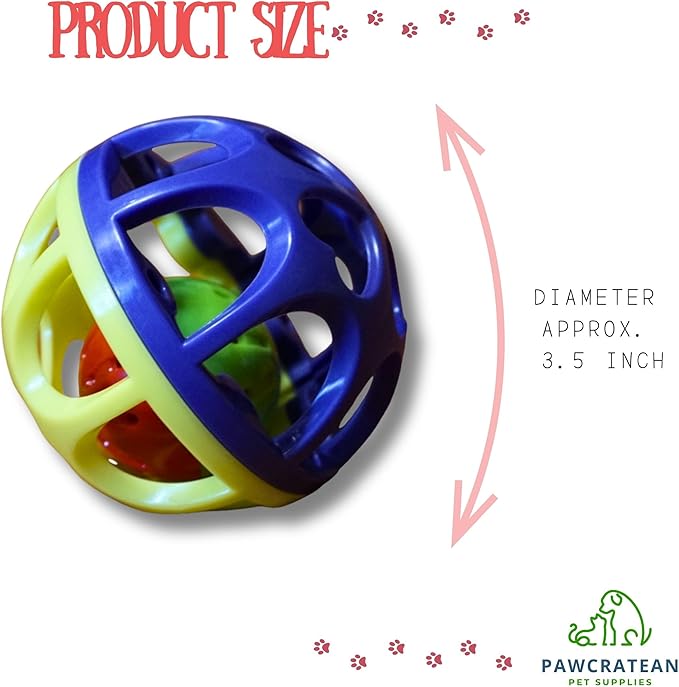 Large Cat Ball Toy with Bell - Durable, Self-Entertainment, Colorful Indoor Exercise (Yellow & Purple) (Purple & Yellow)