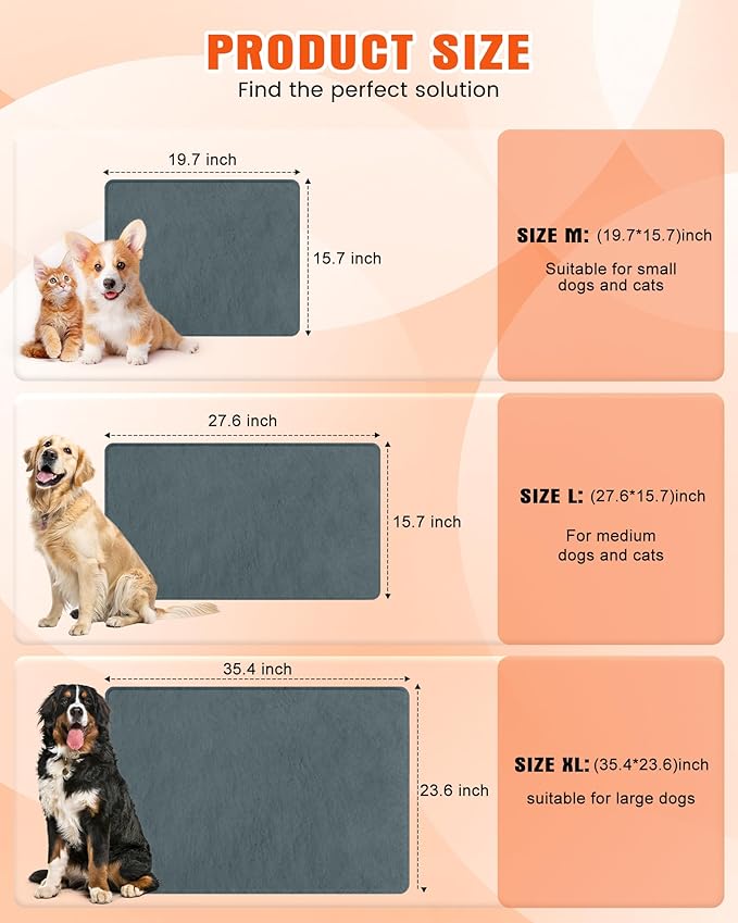 PETNF Outdoor Pet Heating Pad for Cats & Dogs, 100.4-107.6°F Auto Temp Control, Waterproof Fireproof, for Cat House/Dog Kennel/Carport, Fits Domestic & Stray Pets (Gray 15.7"X19.7")