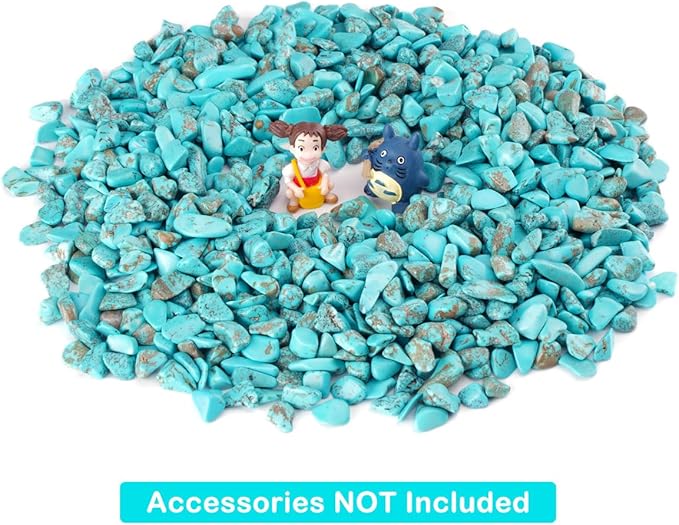 WAYBER 2 Lbs/920g Green Turquoise Decorative Stones Irregular Aquarium Pebbles Crystal Rocks Quartz Gravels for Fish Turtle Tank/Succulent Plants/Air Plants Decoration (Fill 2 Cups)
