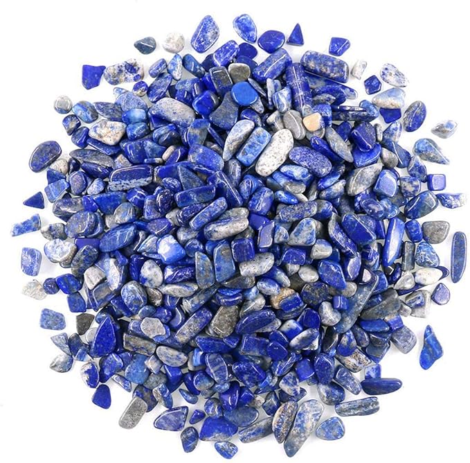 WAYBER 1 Lb/460g Deep Blue Lapis Lazuli Pebbles Irregular Decorative Stones Natural Crystal Rock Gravel for Aquarium/Fish Turtle Tank/Succulent Plants/Air Plants Decoration (Fill 0.9 Cup)
