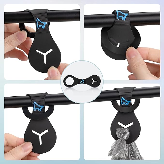 PuppyDoggy Dog Poop Bag Holder for Leash Waste Bag Carrier Dog Poop Bag Dispenser for Walking Running Bicycle Accessory 4 Pieces (Black + Pink)