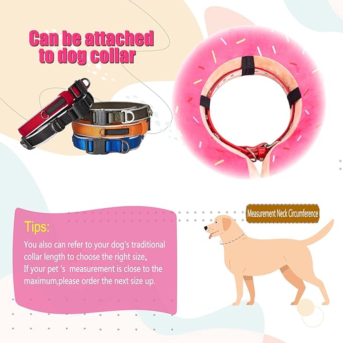 Inflatable Dog Cone Collar with Enhanced Anti-Licking, Soft Neck Donut for Dogs Cats, Recovery Pet Cone Collar After Surgery for Large Medium Small Dogs… (Donut Pink, Small)