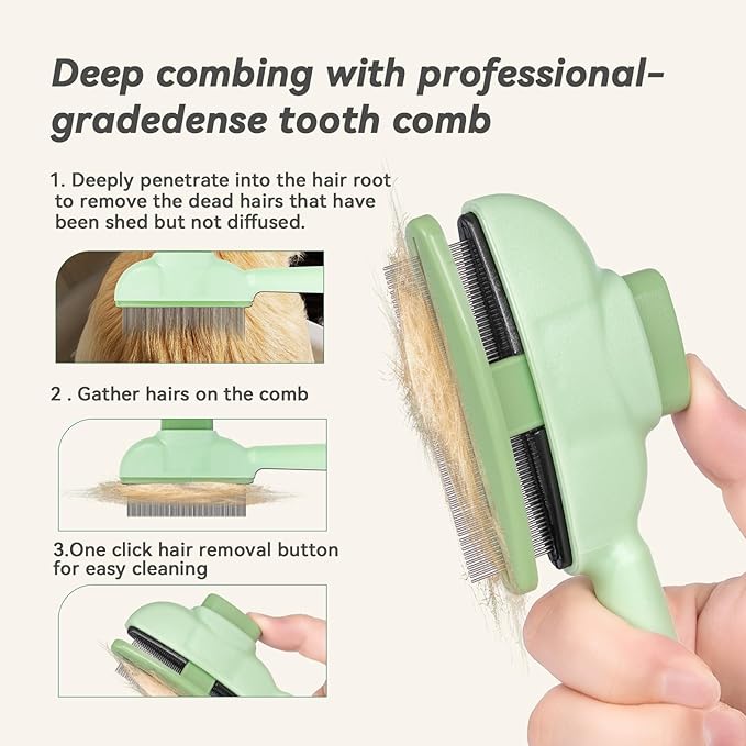 Pet Grooming Kit – Deshedding Glove & Dematting Comb for Dogs & Cats, Removes Loose Hair, Mats, Tangles & Fleas, Multi‑Surface Hair Remover for Clothing, Furniture, Carpets & Bedding