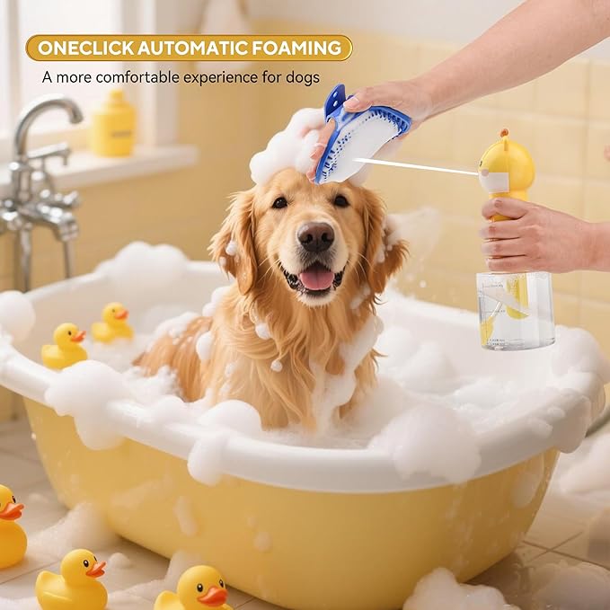 Electric Dog Cleaning Foam Machine with Bath Glove,Automatic Dog Soap Dispenser for Bath, Dog Bath Supplies - Outdoor Dog Shower Attachment for Bathtub for After Walk Pet Wash