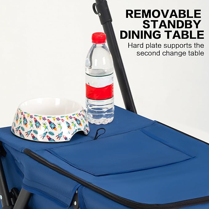 Pet Stroller Cat Dog Stroller Travel Folding Pet Carriers(Blue)