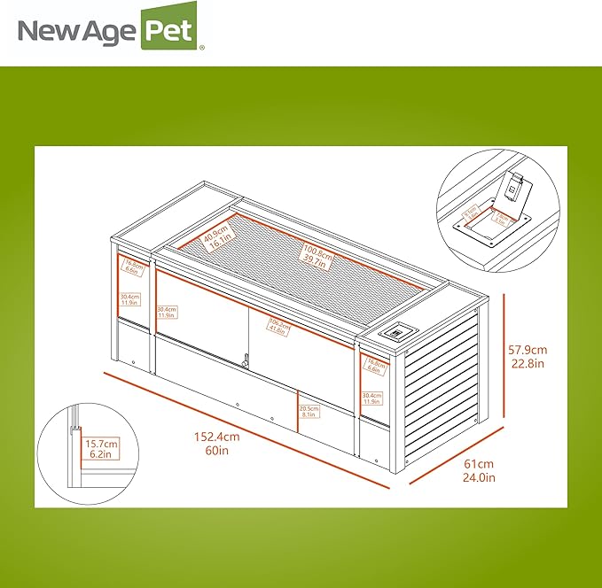 New Age Pet ECOFLEX 60-Inch Mojave Reptile Lounge in Maple- Durable, Moisture-Resistant Wood Plastic Composite Habitat with Vented Side Panels, Removable Sliding Glass Doors & Lock
