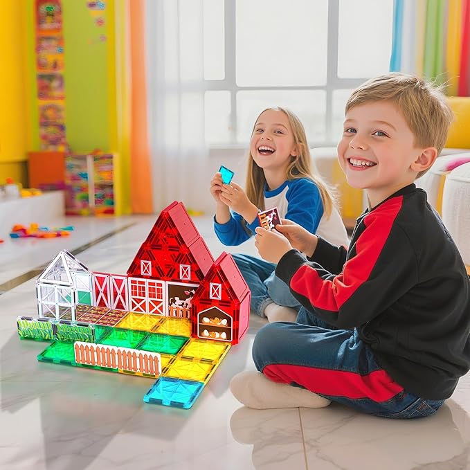 Magnetic Tiles Farm Animal Toys 66P - Build 4-Seasons Farm Scene, Farm Magnetic Blocks for Kids Ages 3-5 4-8 Boys Girls, STEM Magnet Toys for Classroom Indoor Outdoor, Kids Gift for Birthday Christmas