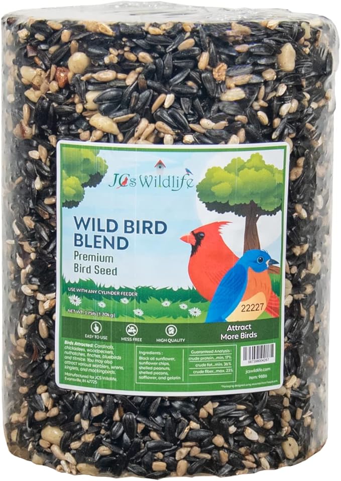 JCs Wildlife 5 Pack Premium Bird Seed Blend Large Cylinder with Hole Variety Pack