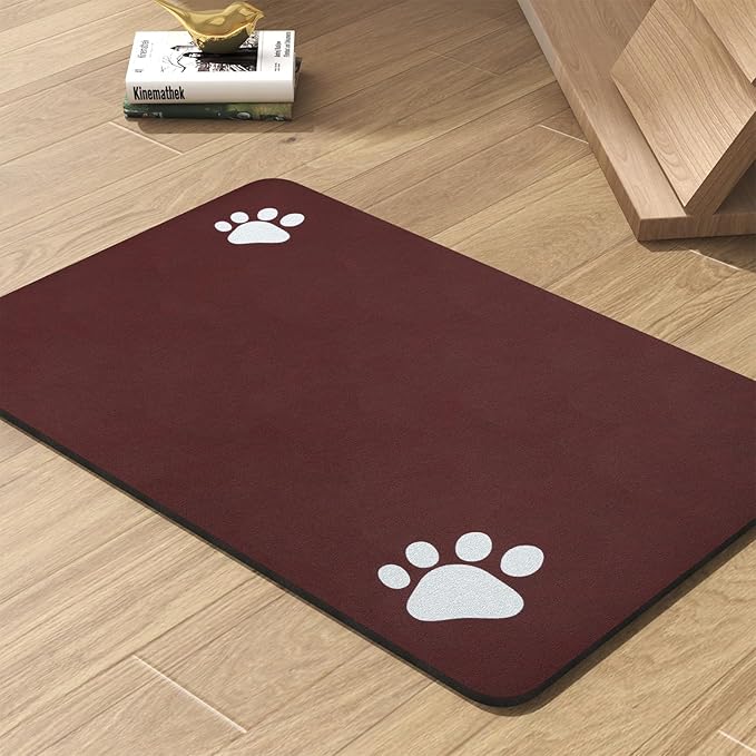 Pet Feeding Mat-Absorbent Dog Mat for Food and Water Bowl-No Stains Quick Dry Water Dispenser Mat-Dog Accessories Pet Supplies-Bowl for Messy Drinkers(RED,23"x34"