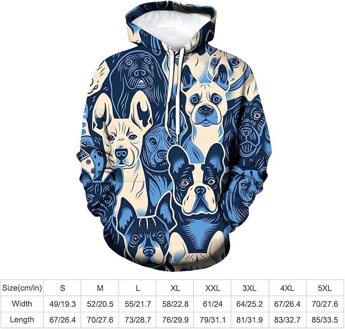 Unisex Adults 3D Dog Cat Printed Hoodies for Men Women Pullover Novelty Sweatshirts with Pockets