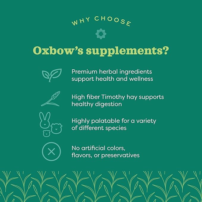 Oxbow Animal Health Natural Science Digestive Support, High Fiber Supplement for Rabbit & Guinea Pig, Made with Timothy Hay, Includes Chicory Root, Ginger Root, Chamomile, Made in USA, 4.2 oz Bag