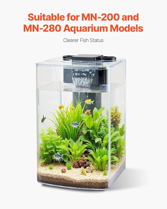 VEVOR Aquarium Filter Cotton, 8 PCS Fish Tank Replacement Filter Cartridges for 2.5/3.5 Gal, Fishbowl Accessories with Multi-Layer Filtration Easy Installation, for MN-200 and MN-280 Models