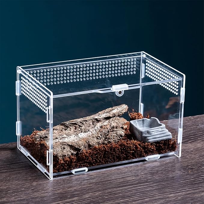 Micro Habitat Terrarium Enclosure Kit(4pc Set),Jumping Spider Enclosure,Spider Enclosure,Tarantula Enclosure, Acrylic Reptile Enclosure(8 * 4.7 * 4.7 Inches)