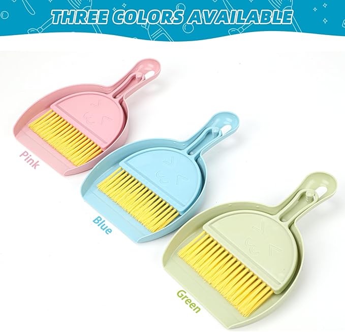 RYPET Pet Cage Cleaning Tool-Small Broom and Dustpan Set, Mini Dustpan and Whisk Brush Set for Guinea Pig Chinchilla Hamster Ferret Hedgehog Rabbit Reptile, Cage Cleaner for Small Animal Waste Bule