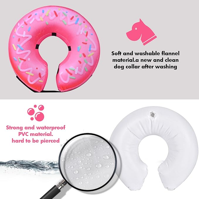 Katoggy Inflatable Dog Cone Collar for Dogs After Surgery, Soft Adjustable Blow up Donut E-Collar for Small Medium Large Dogs and Cats