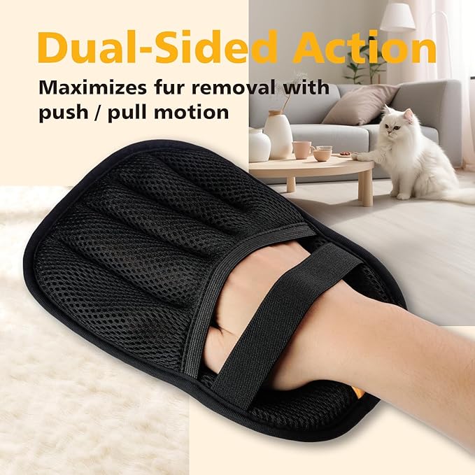 Cat Hair Gloves for Pet Hair Removal,Reusable Cats & Dog Pet Hair Remover Electrostatic Gloves for Pets Grooming,Furniture,Carpet,Car,Couch