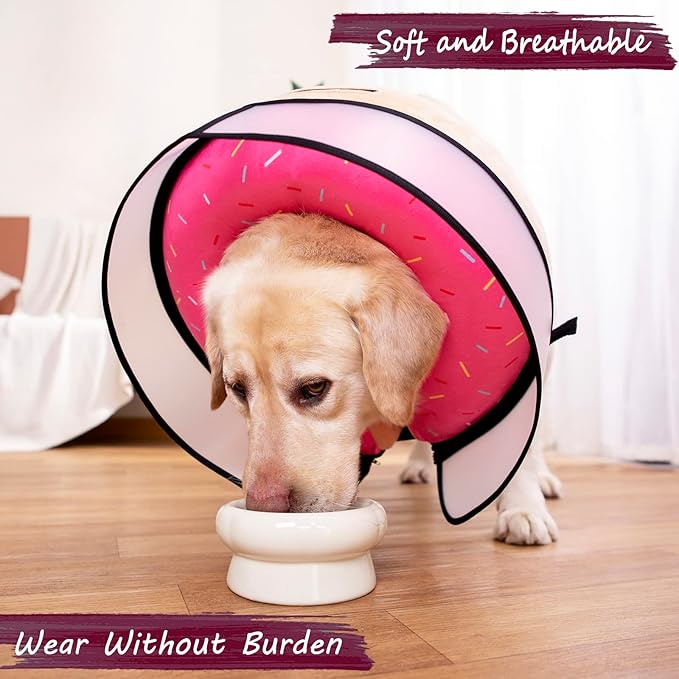 Inflatable Dog Cone Collar with Enhanced Anti-Licking, Soft Neck Donut for Dogs Cats, Recovery Pet Cone Collar After Surgery for Large Medium Small Dogs… (Donut Pink, X-Large)