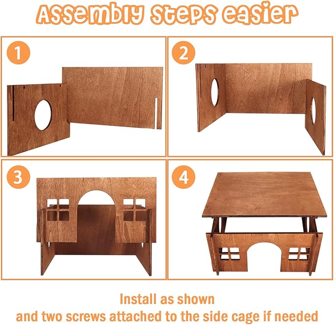 Guinea Pig Houses and Hideouts, Hamster House Hideout, Wooden Small Animal House with Windows, Large Guinea Pig Hideout Castle for Hamsters Small Bunny Chinchillas Playing Hiding