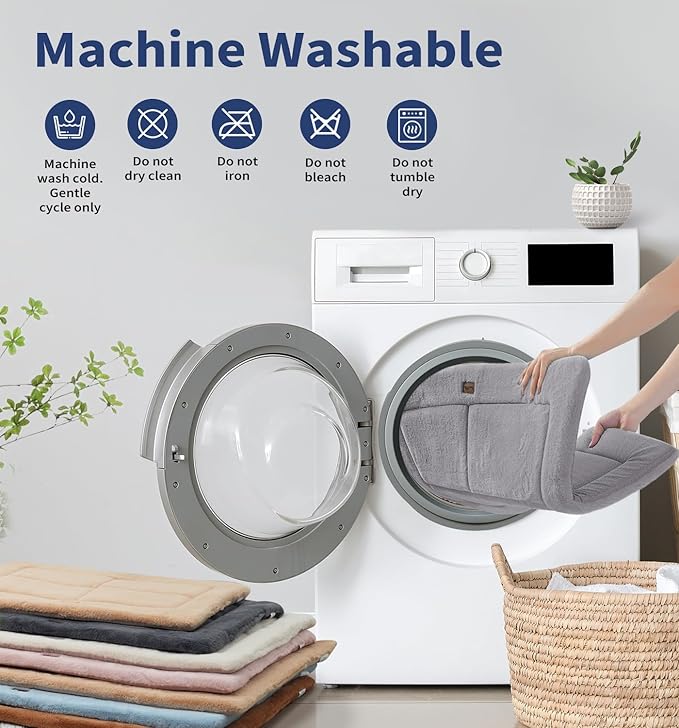 Made4Pets Dog Crate Pad Bed for Small Dogs, Washable & Reversible, Anti-Slip Kennel Mat for Cozy Sleeping, Soft Fluffy Dog Bed for Indoor & Outdoor Use, 24"x18", Gray