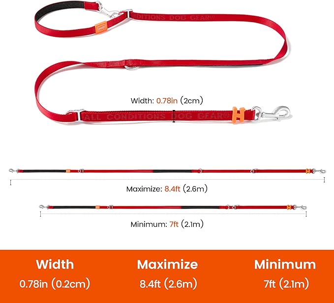 HOWGO 8-in-1 Multifunctional Hands Free Dog Training Leash with Padded Handle, 8.5 FT Nylon Adjustable Length, Lightweight Aviation Aluminum, Crossbody Waist Leash for Puppy Medium Large Dogs (Yellow)