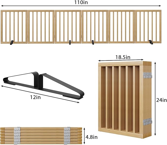 Extra Wide Dog Gates for Doorways, Bamboo Dog Gates for The House Stairs, Freestanding Pet Gates for Dogs, Doogie Puppy Fence Gate