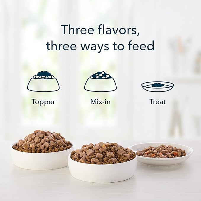 Amazon Brand - Wag Wet Dog Food Topper, Chicken, Lamb, and Salmon Stew in Gravy, 3.5 oz Pouches (Pack of 24)