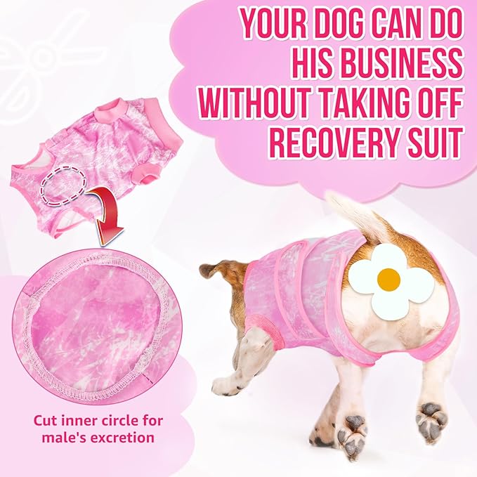 Lukovee Recovery Suit for Dogs - Zipper On Onesie for Female Male Dog, Abdominal Wounds Cone E-Collar Alternative, Prevent Licking Spay (Pink-TPI, L)