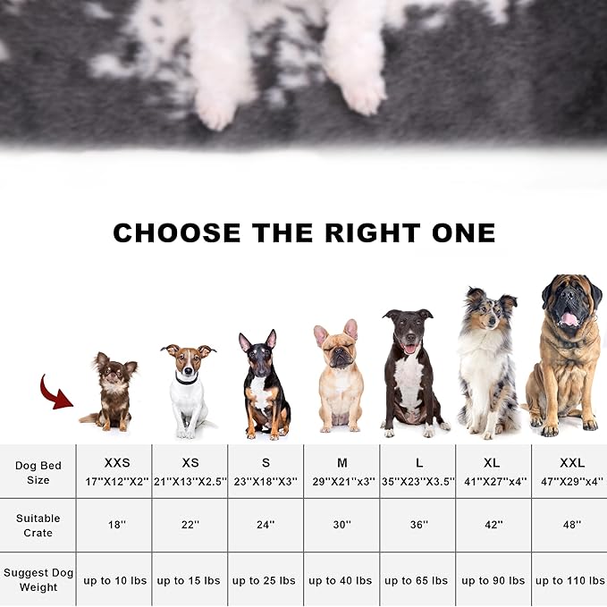 Bedfolks Waterproof Crate Bed, Plush With Removable Washable Cover, Faux Fur Pad for Large Dogs, Fluffy Kennel 35"x23", Black-White Cowhide