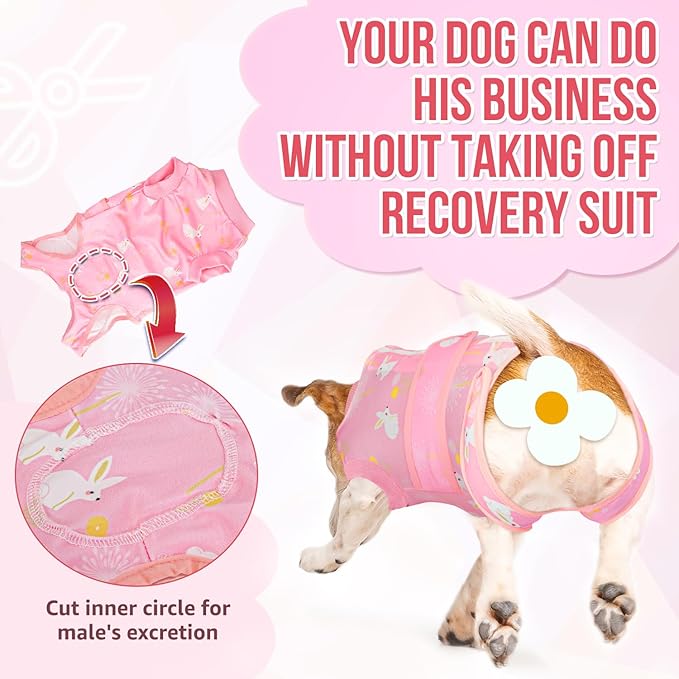 Lukovee Recovery Suit for Dogs, Zipper-On Onesie for Female Male Dog, Abdominal Wounds Cone E-Collar Alternative, Prevent Licking Spay (3XL, A-Pink)