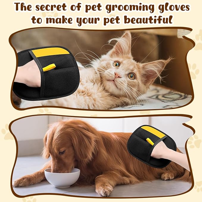 Pet Hair Removal Gloves, Pet Hair Remover Electrostatic Gloves for Cats & Dogs, Washable and Reusable Cat Hair Remover for Cat Beds, Bed Sheets, Sofas, Clothes, Carpets, Curtains (3pcs)