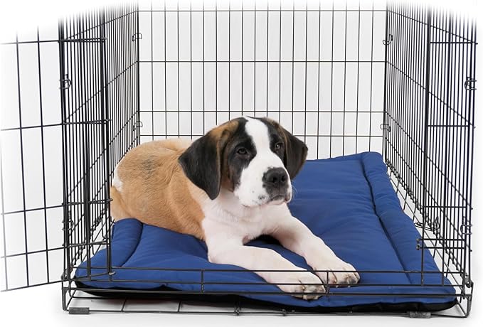 K9 Ballistics Tough Ripstop Dog Crate Pad - Durable & Machine Washable with Non-Skid Bottom and 120-Day Warranty, Fits 54" Wire Crates - XX-Large, Blue Quartz