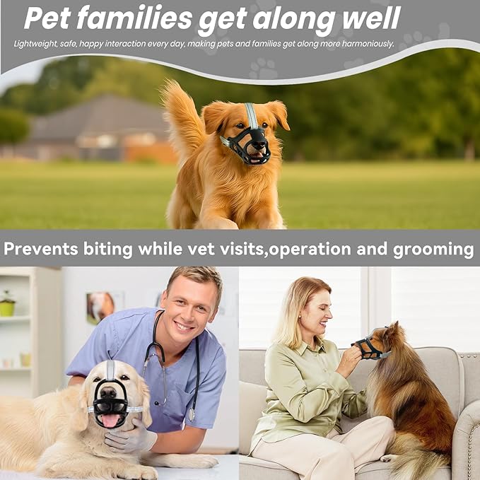 Dog Muzzle, Basket Muzzle for Small Medium Large Dogs, Anti-Biting and Chewing, Lightweight & Sturdy Cage Design, Allows Panting & Drinking, Ideal for Grooming & Training(Black Size S)