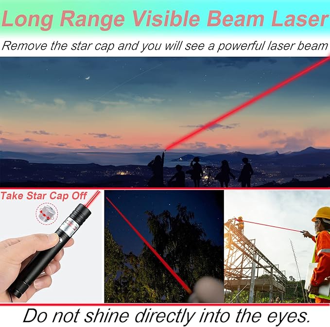 MEUSNO Red Laser Pointer Cat Toy, Red High Power Laser Pointer Long Range Strong Laser Light Pointer for Cats Dogs Toy Rechargeable Pointer Laser for Presentations Teaching Outdoor Cat Laser Toy