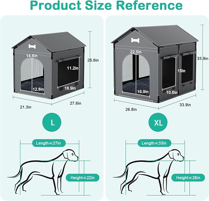 XL Indoor Dog House Dog Kennel Bed Mat with Cushion for Small Medium Large Dogs Cats, Winter Warm Cat Nest Puppy Cave Sofa Pet Products Easy Assembly, 33.9 * 26.8 Inches